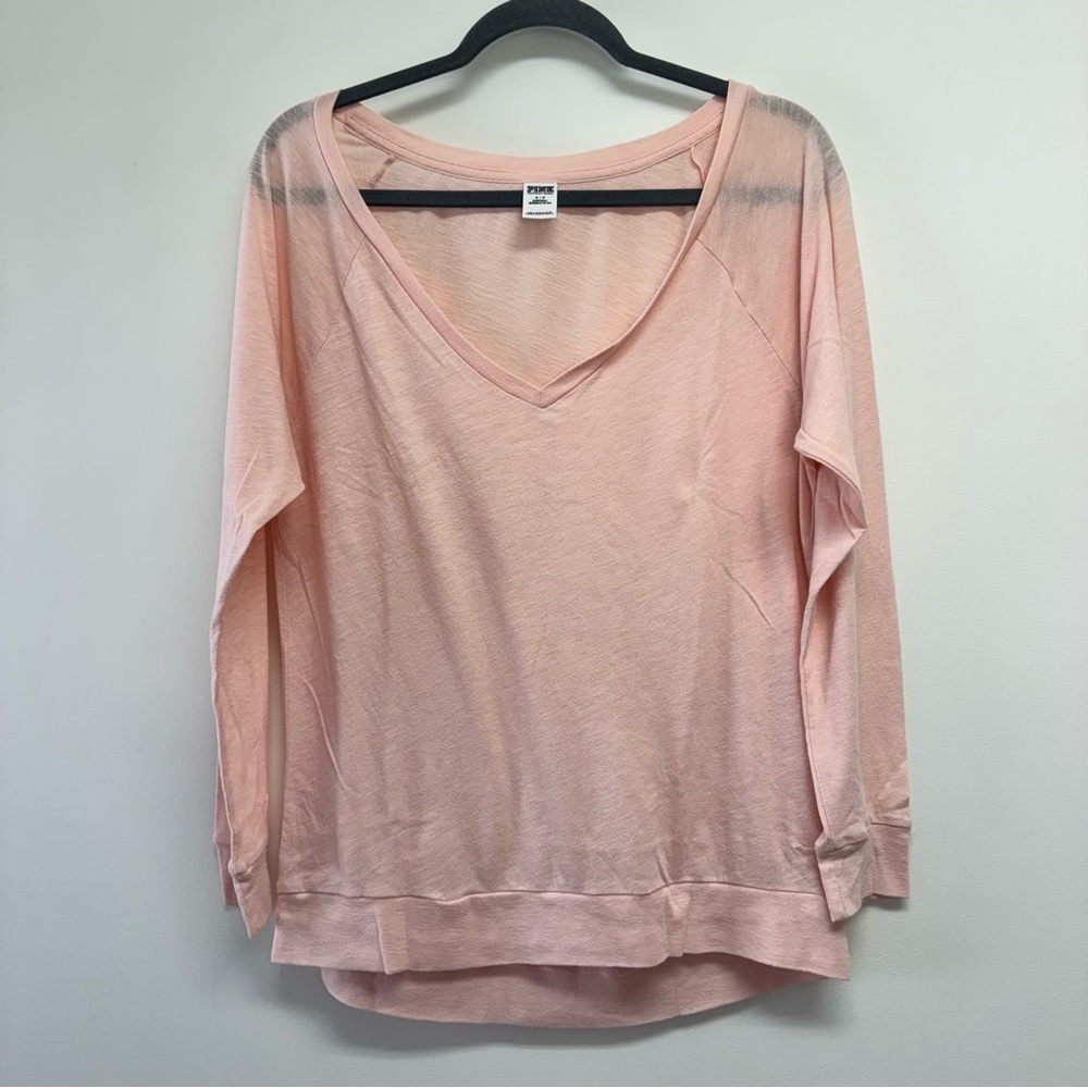 PINK Victoria's Secret Soft Light Pink V-Neck Sleep Pullover Size S